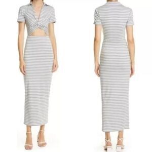 Favorite Daughter The Day To Night Stripe Maxi Twist Front Dress Medium Grey